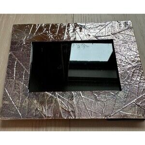 Michael Aram Embossed Silver Forest Leaf Photo Frame Boho Nature Cottage Decor